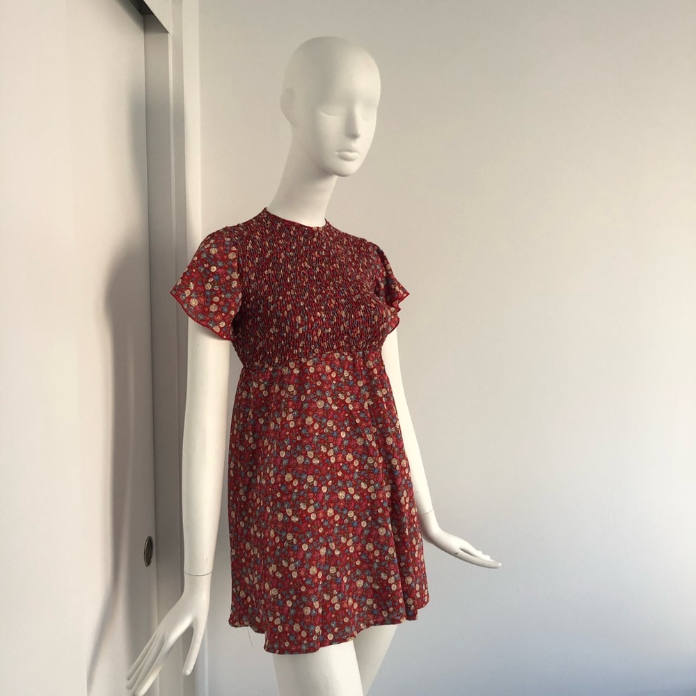 Daisy Street Floral Smocked Empire Waist Mini Dress